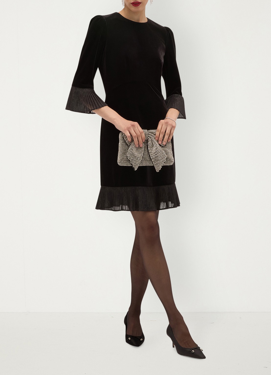 Hobbs Ashley mini jurk van fluweel - detail 4 zwart
