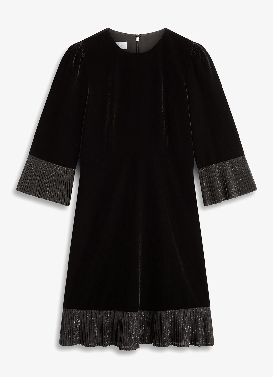 Hobbs Ashley mini jurk van fluweel - voorkant 7 zwart