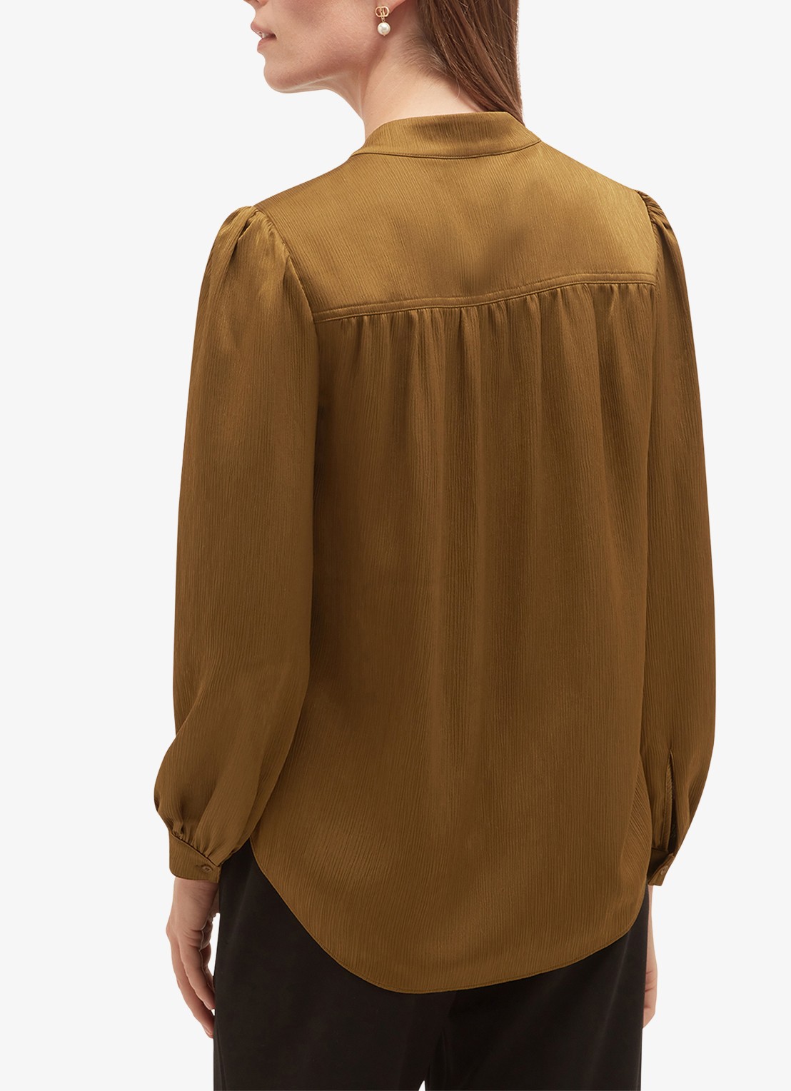 Hobbs Aubrey blouse met V-hals - achterkant 4 khaki