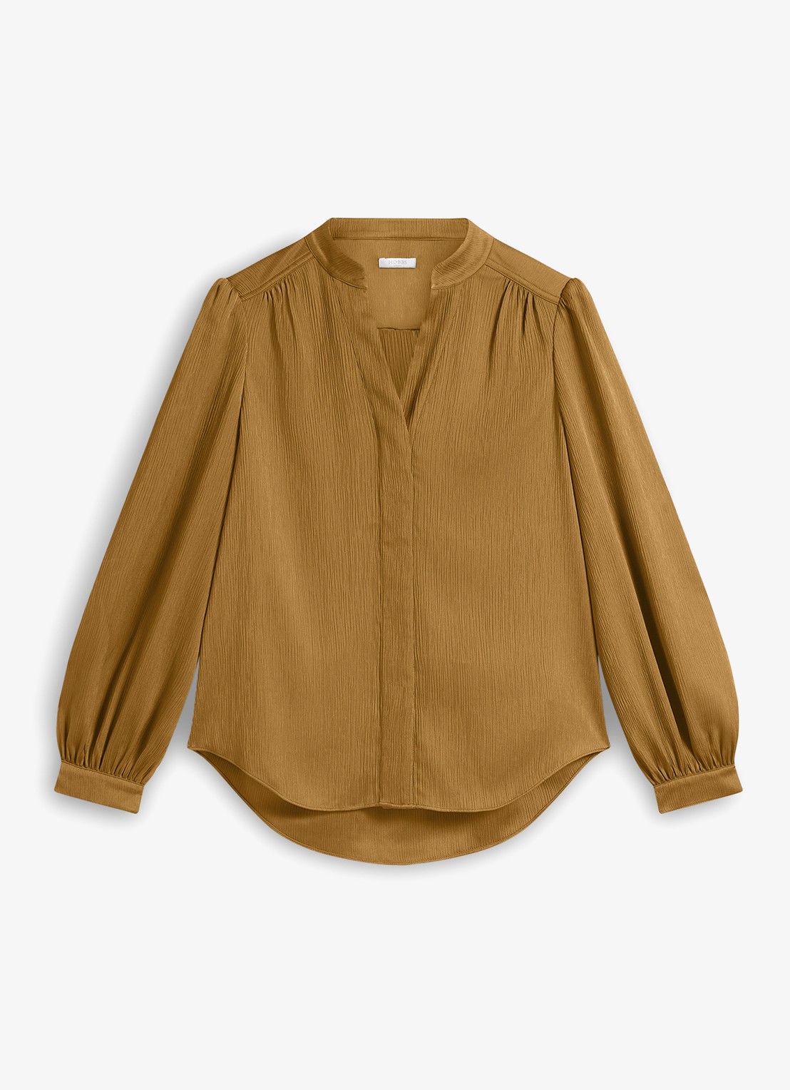 Hobbs Aubrey blouse met V-hals - voorkant 5 khaki