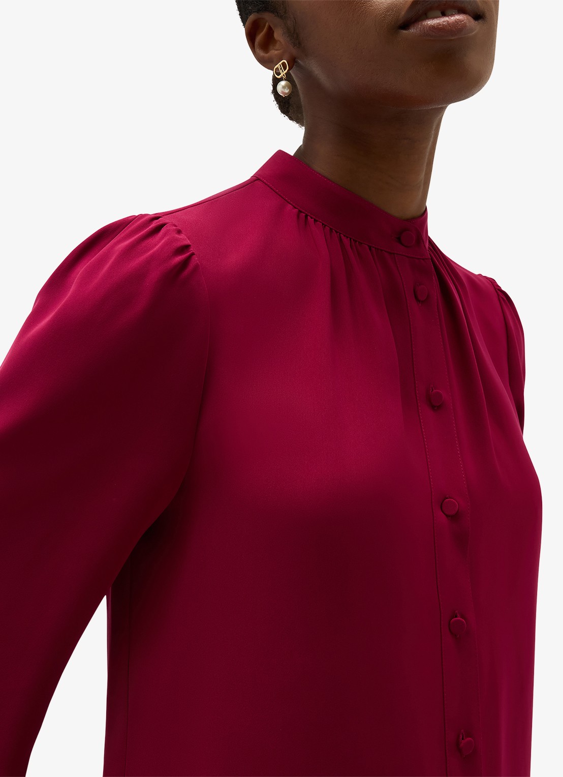 Hobbs Betty blouse met pofmouw - detail 5 roze