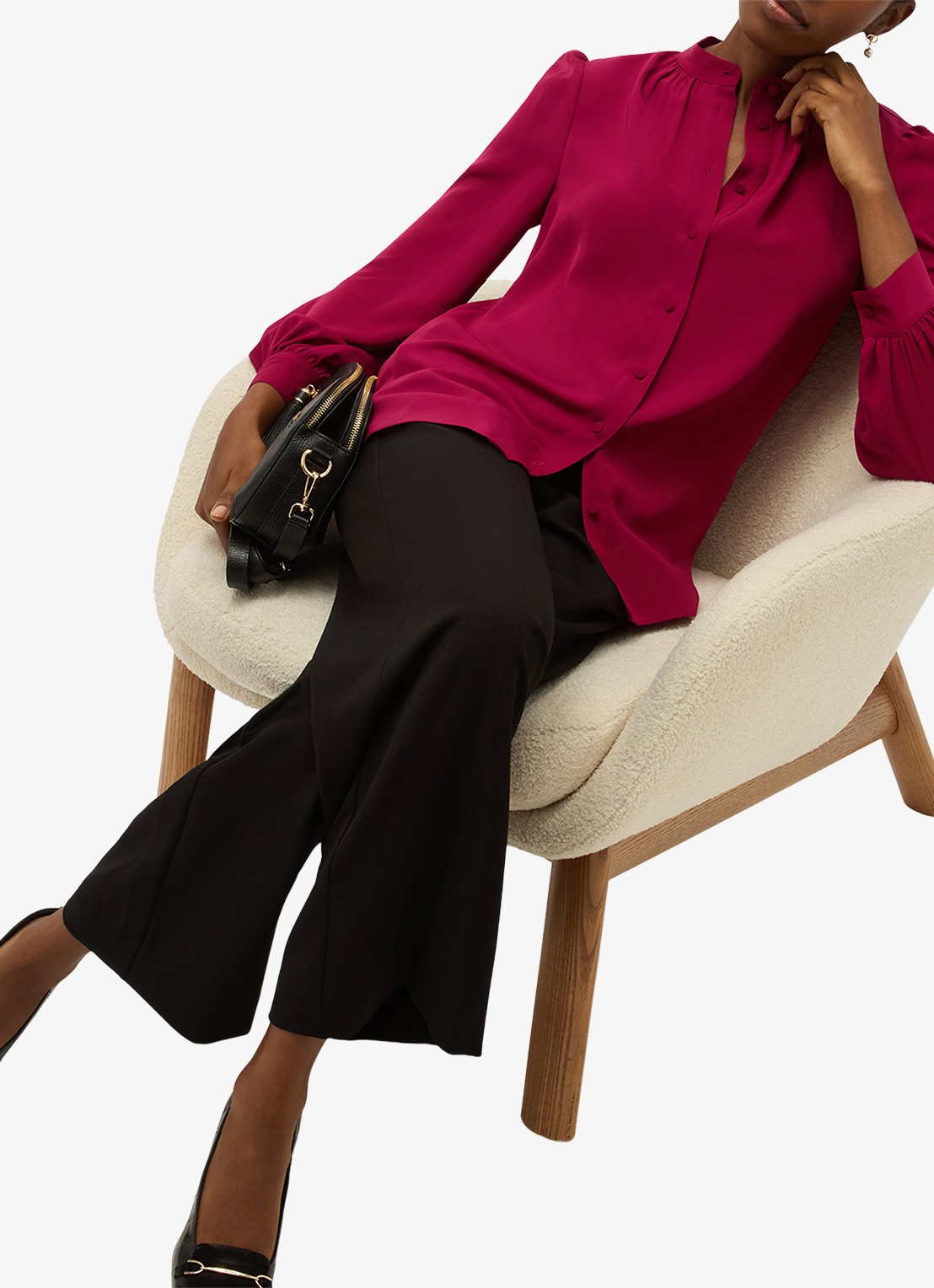 Hobbs Betty blouse met pofmouw - detail 7 roze