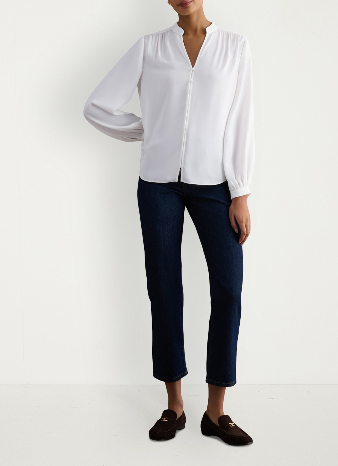 Hobbs Blair blouse met pofmouw - voorkant 3 ivoor