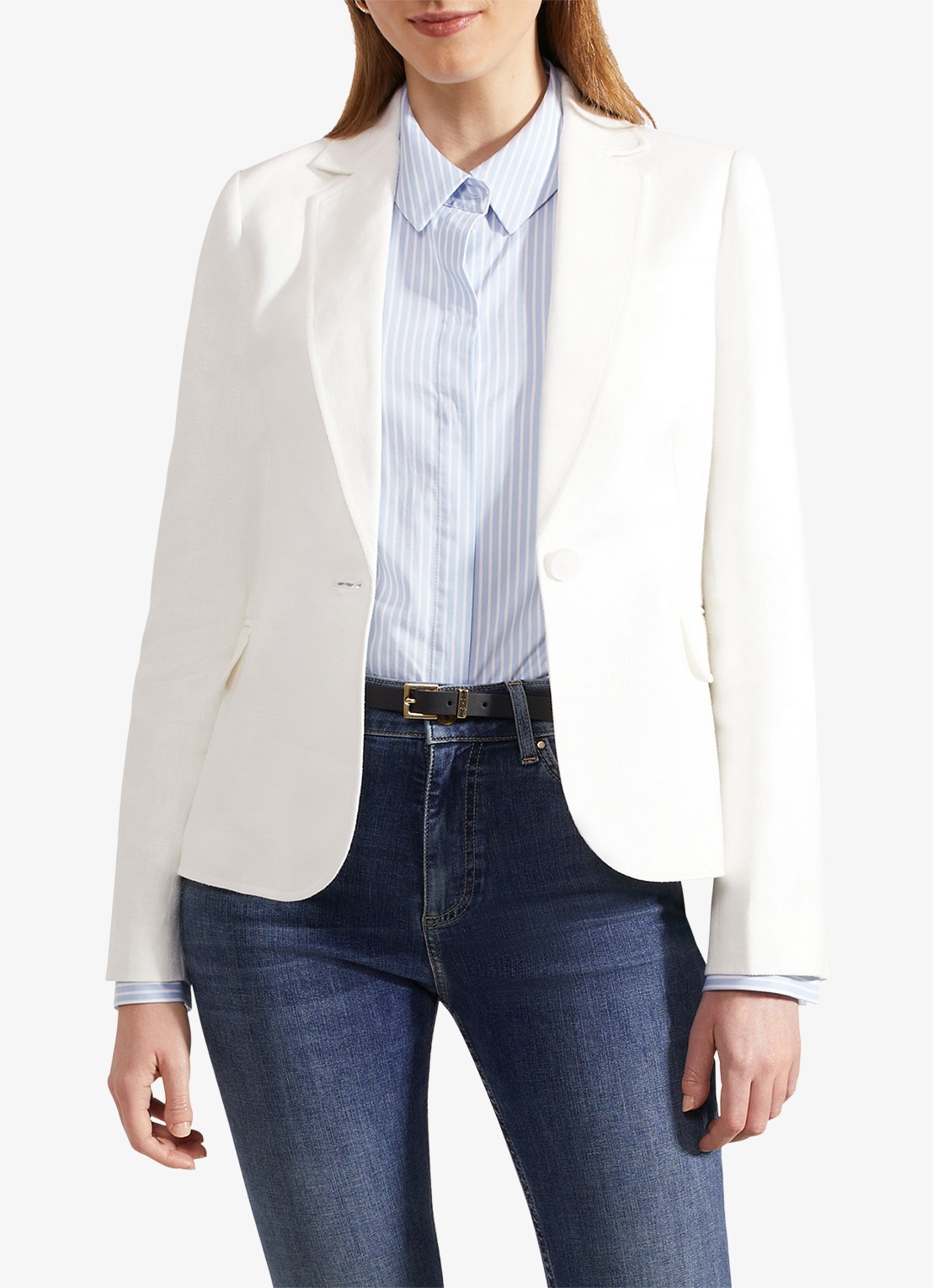 Hobbs Blake blazer van linnen met klepzakken - detail 3 ivoor
