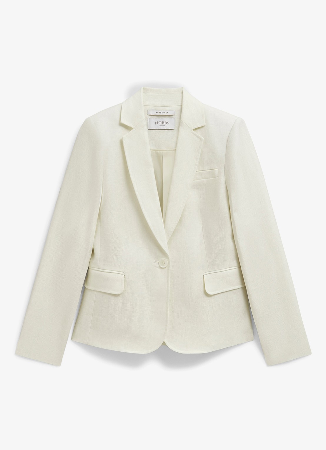 Hobbs Blake blazer van linnen met klepzakken - voorkant ivoor