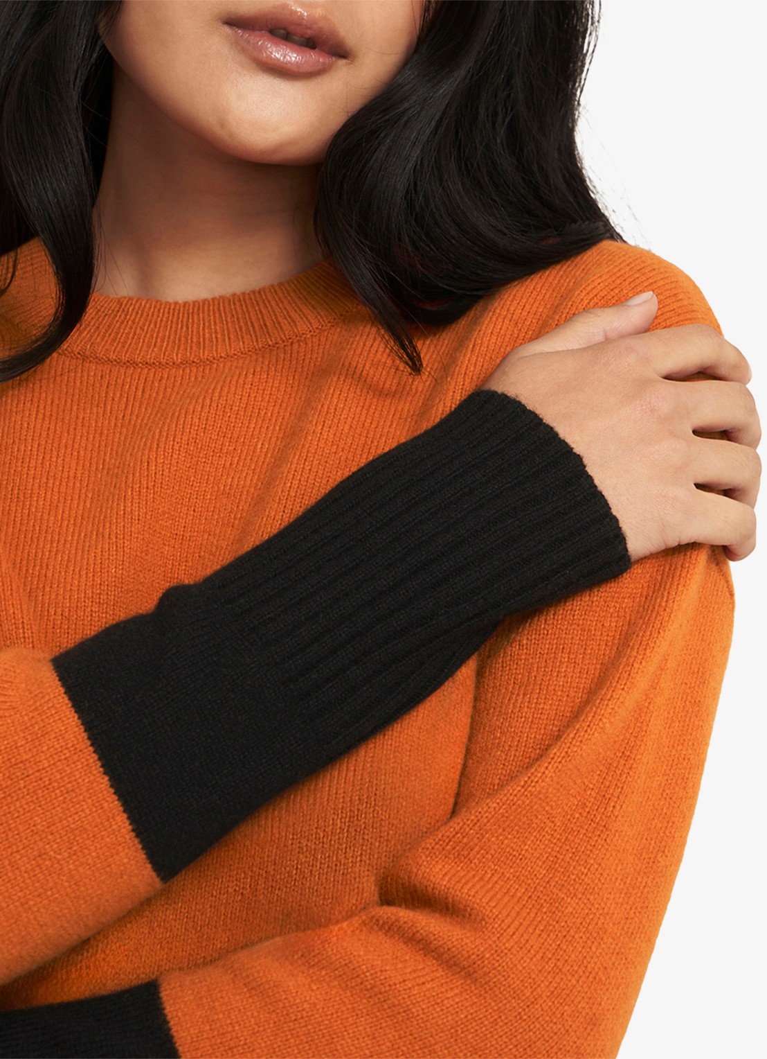 Hobbs Bonnie fijngebreide trui in wolblend - detail 3 oranje