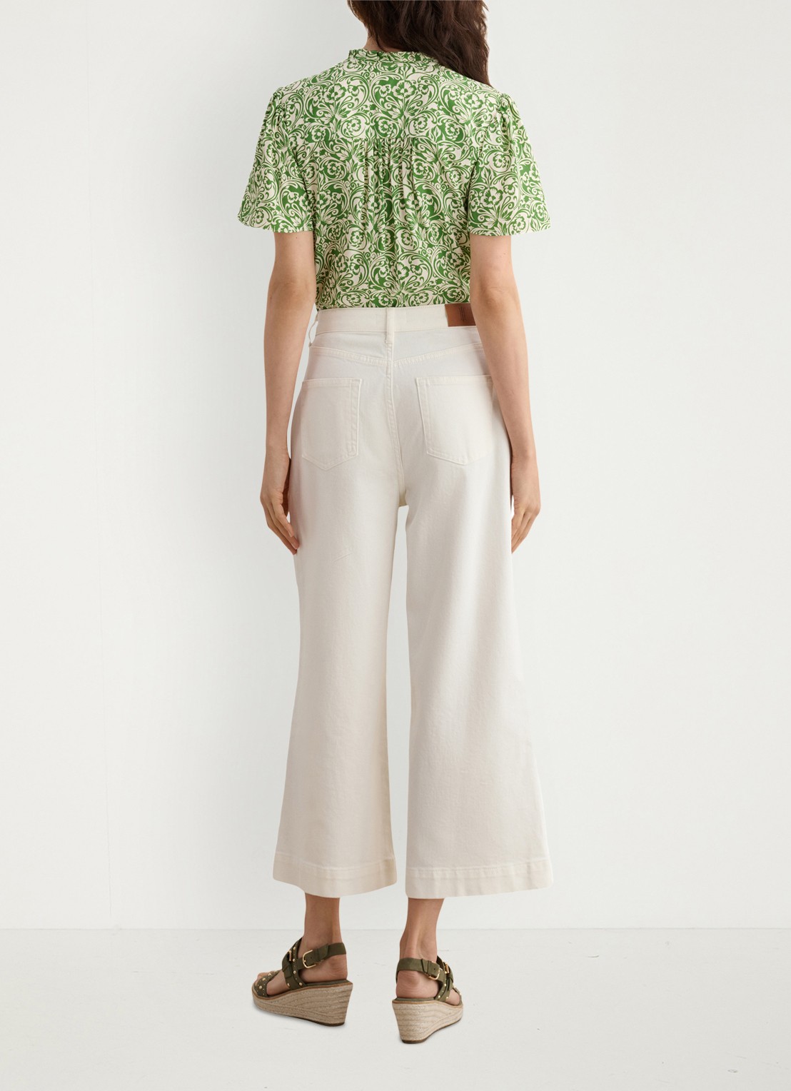 Hobbs Brinley high waist wide leg cropped jeans - achterkant 3 gebroken wit