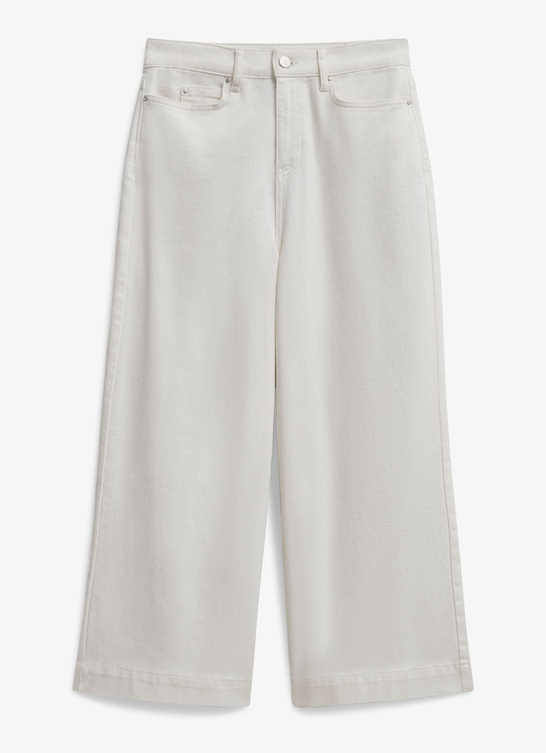 Hobbs Brinley high waist wide leg cropped jeans - voorkant gebroken wit