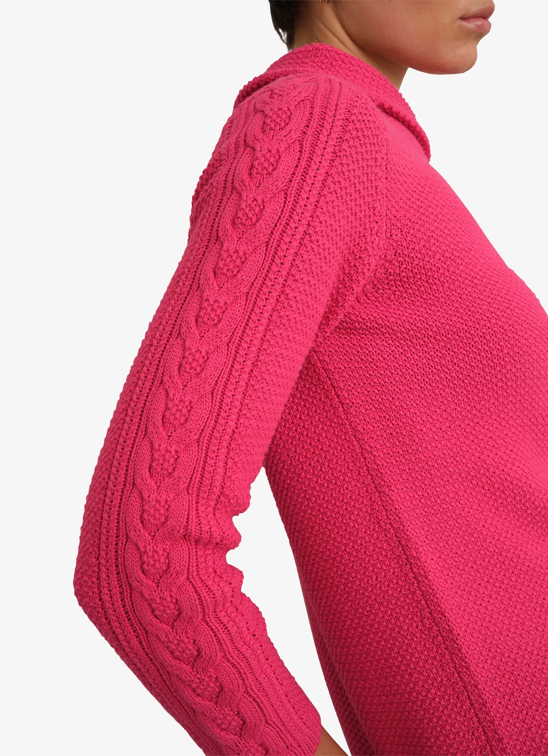 Hobbs Camilla grofgebreide trui met col - detail 4 roze