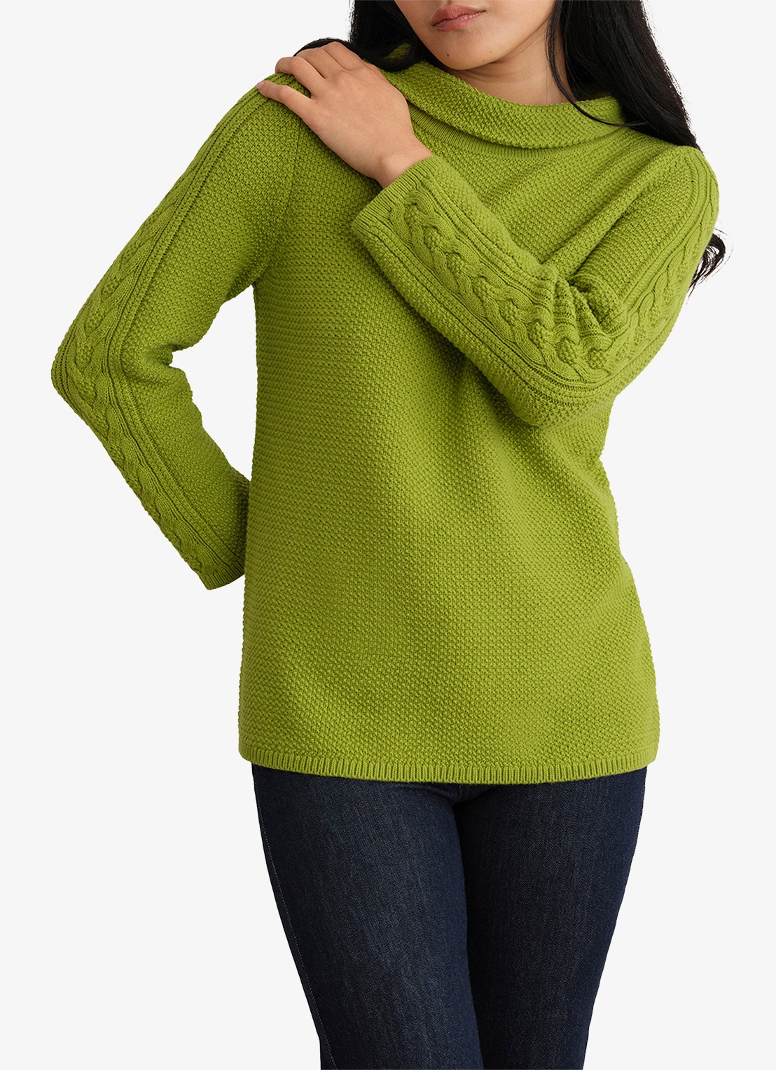 Hobbs Camilla grofgebreide trui met col - detail 2 groen
