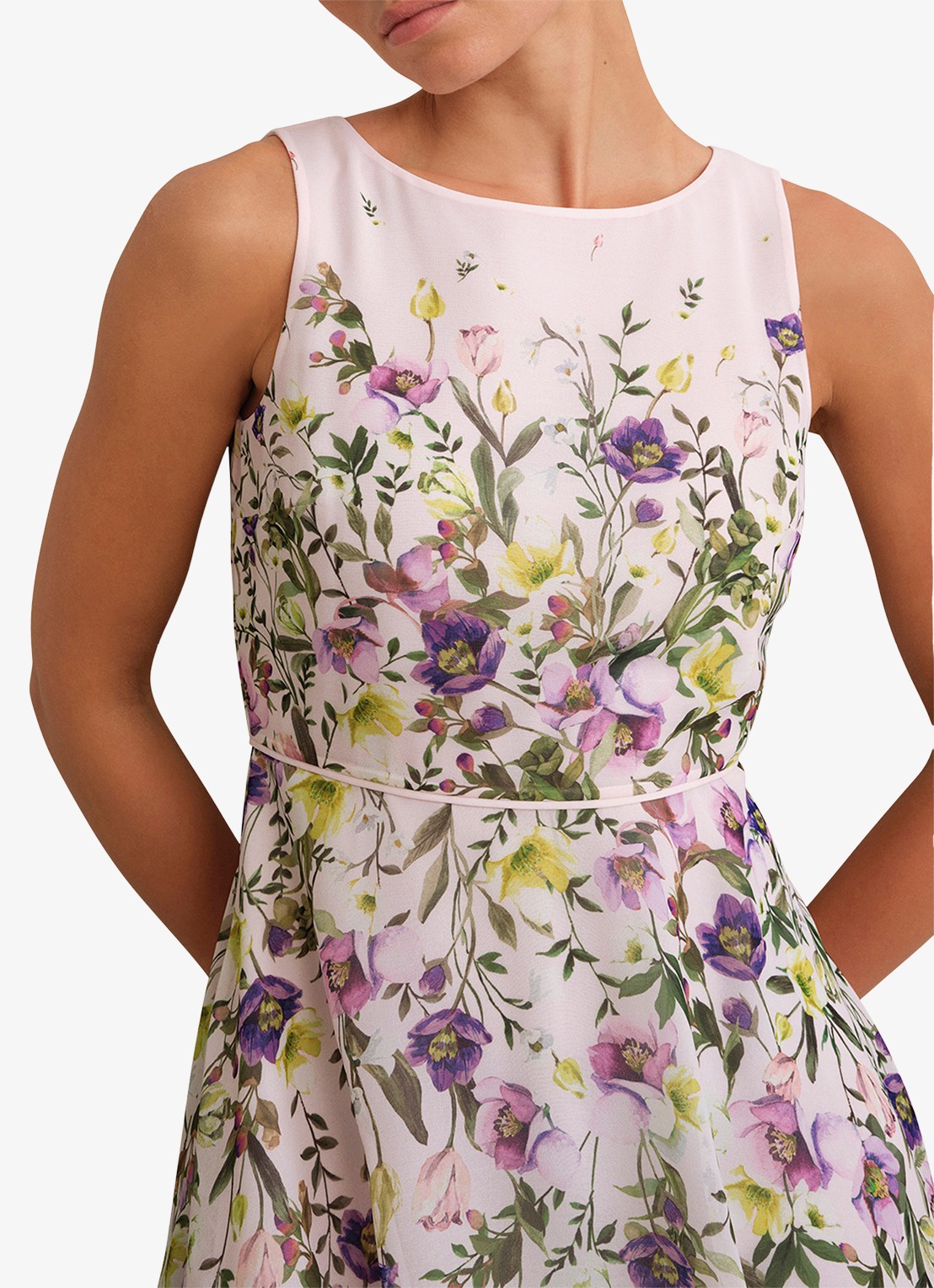 Hobbs Carly midi jurk met bloemenprint - detail lichtroze