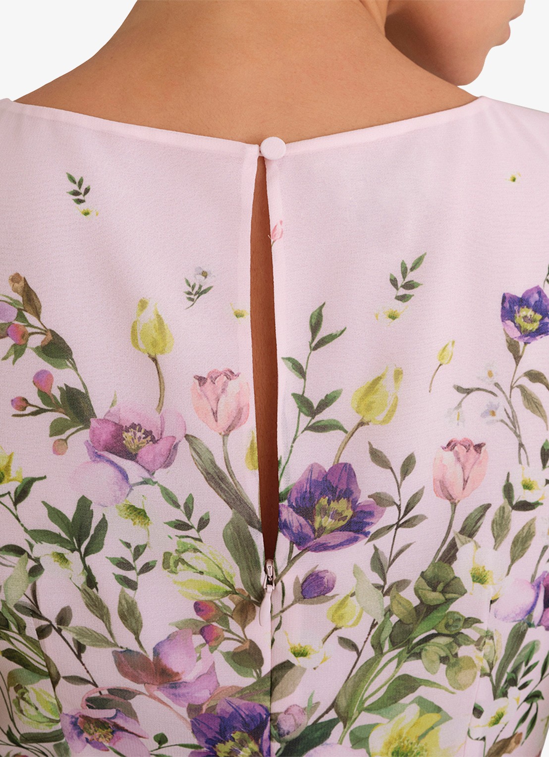 Hobbs Carly midi jurk met bloemenprint - detail 3 lichtroze