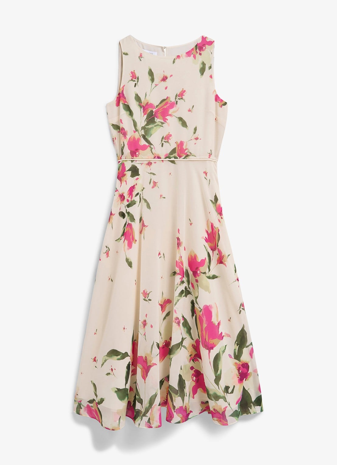 Hobbs Carly midi jurk met bloemenprint - voorkant creme