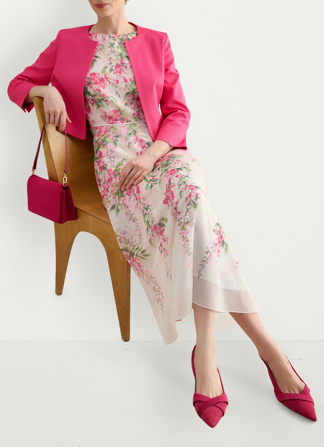 Hobbs Carly midi jurk met bloemenprint - detail 4 roze