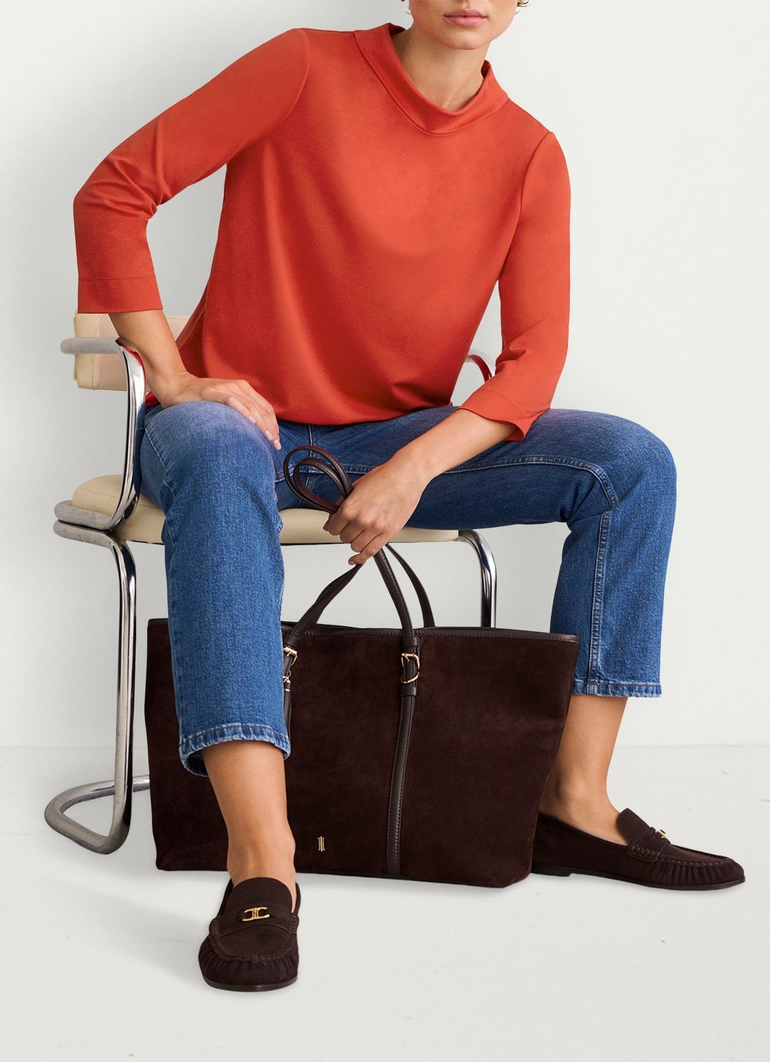 Hobbs Catriona top met boothals - detail 6 oranjerood
