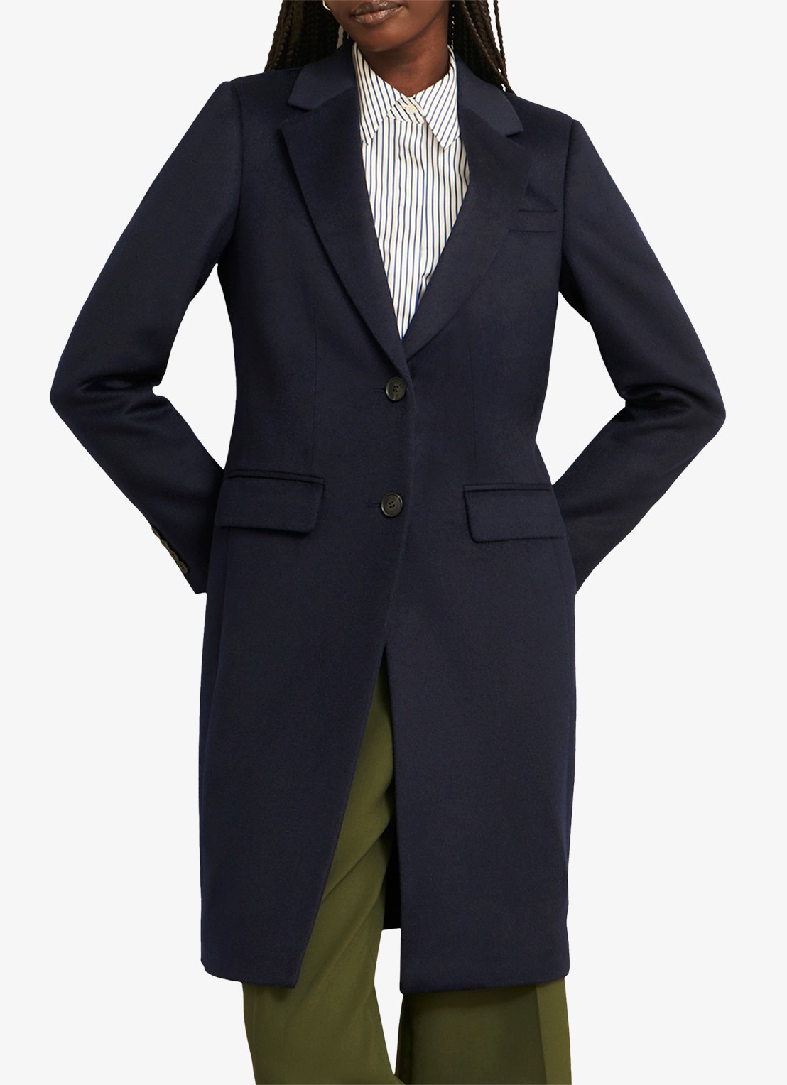 Hobbs Cavendish jas van wol met klepzakken  - detail 4 donkerblauw