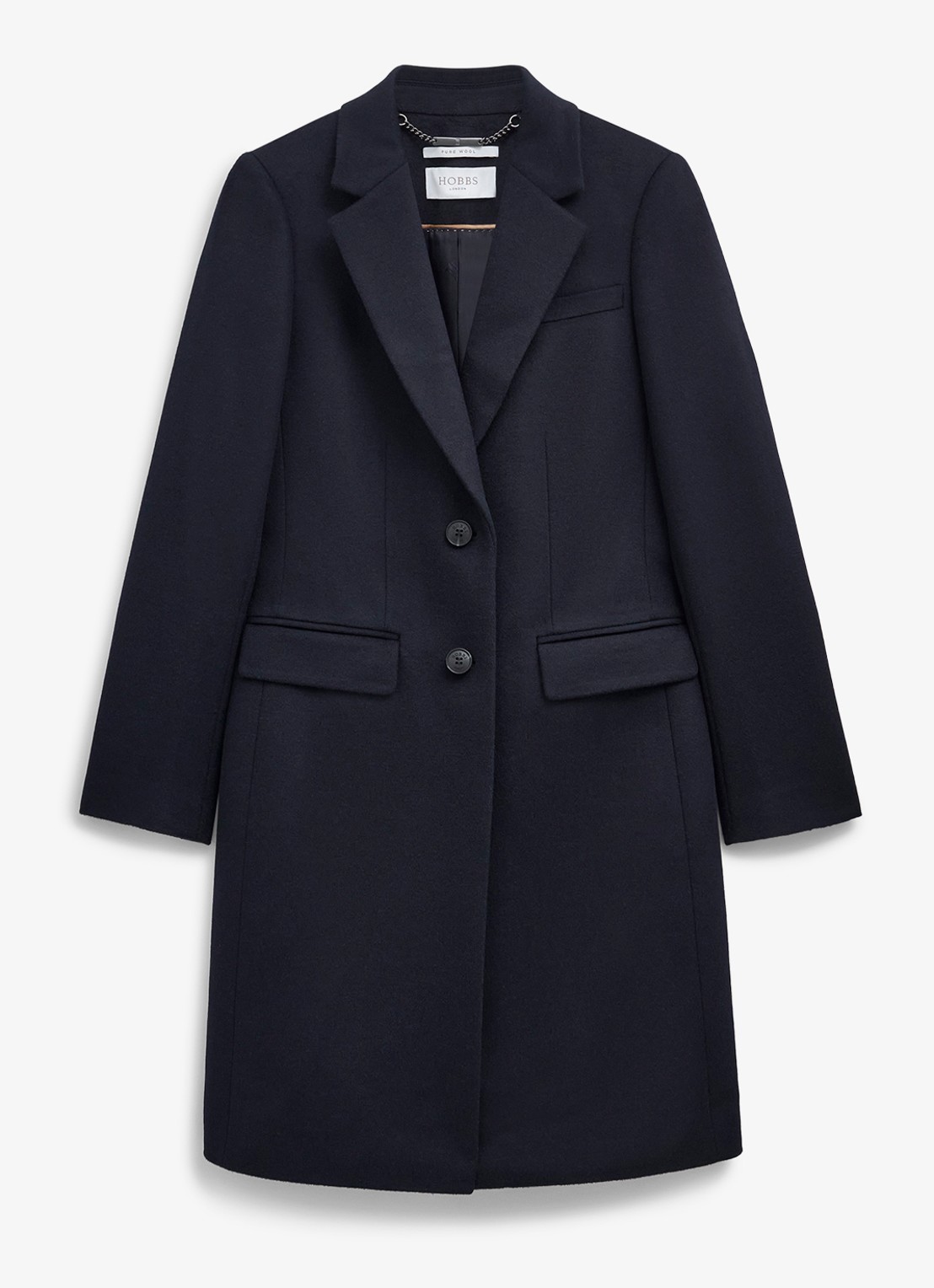 Hobbs Cavendish jas van wol met klepzakken  - voorkant 2 donkerblauw