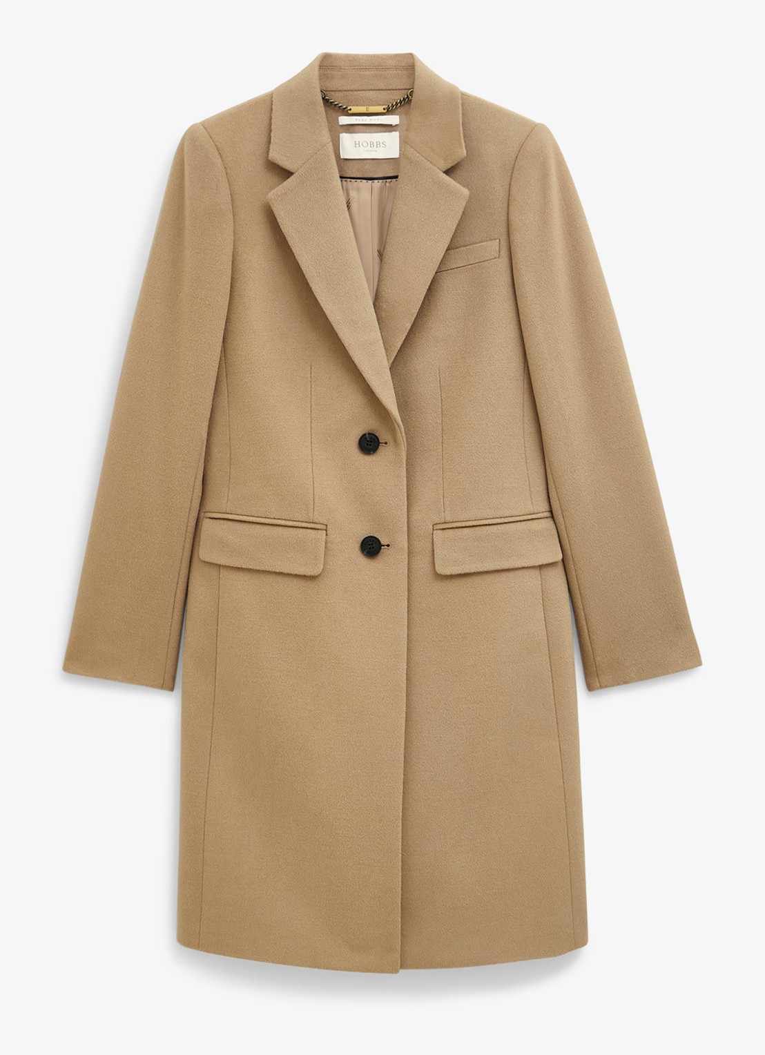 Hobbs Cavendish mantel van wol met klepzakken - voorkant 7 camel