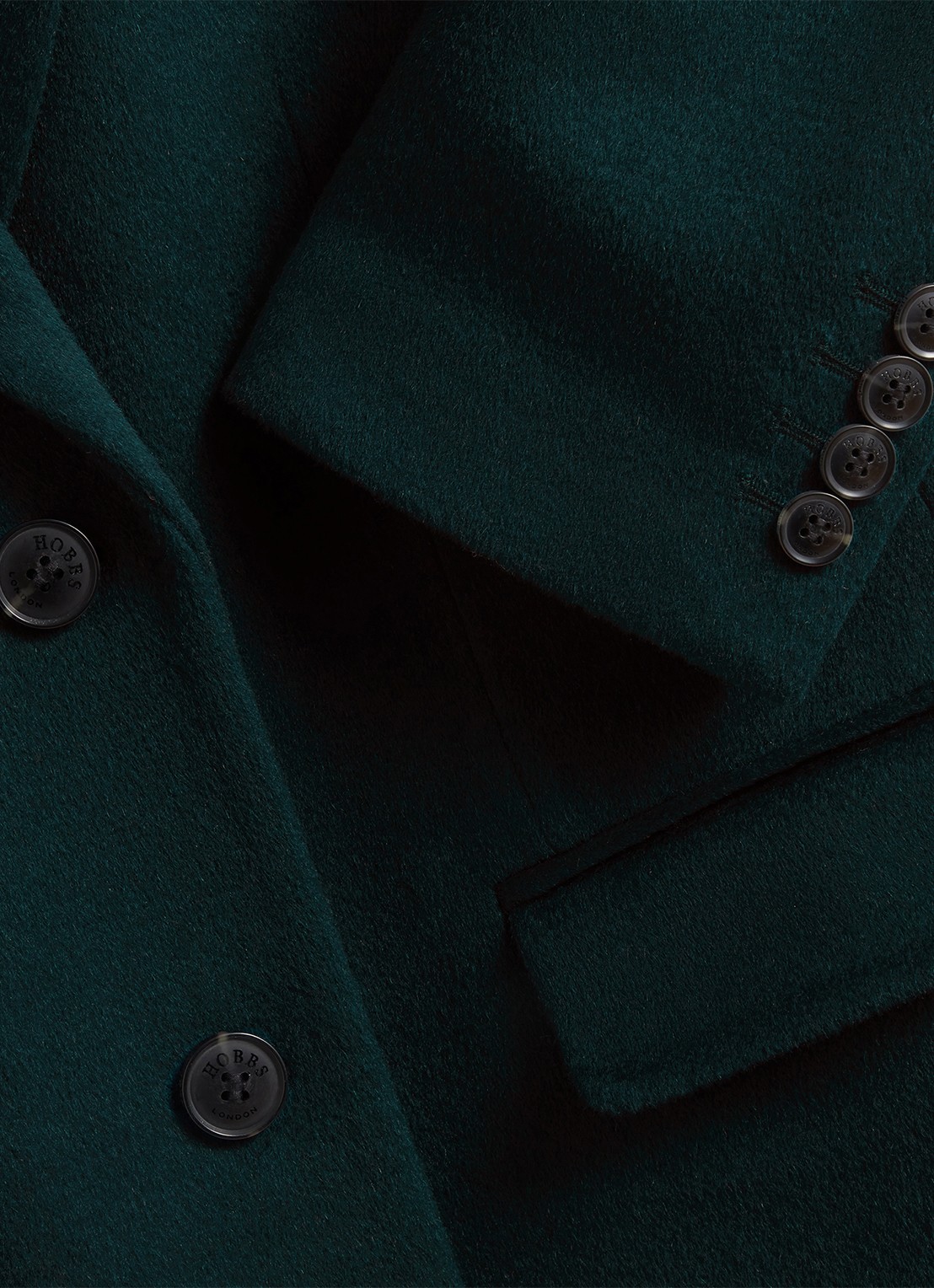 Hobbs Cavendish mantel van wol met klepzakken - detail 5 donkergroen