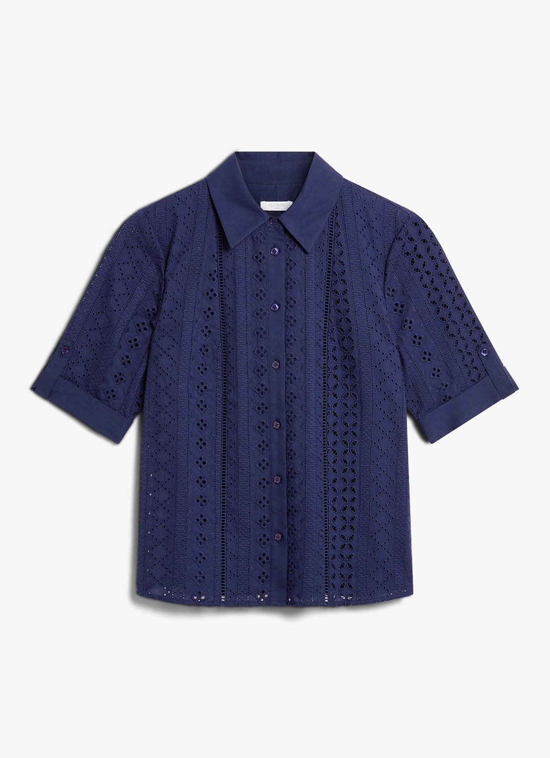 Hobbs Christie blouse met borduring - voorkant donkerblauw