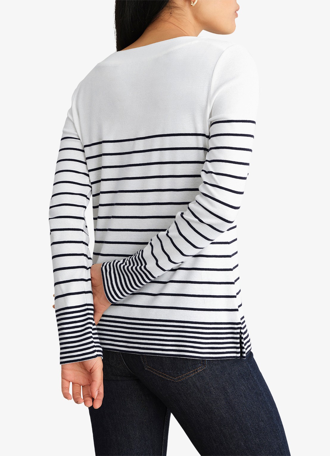 Hobbs Constance long sleeve T-shirt met boothals - achterkant 4 wit
