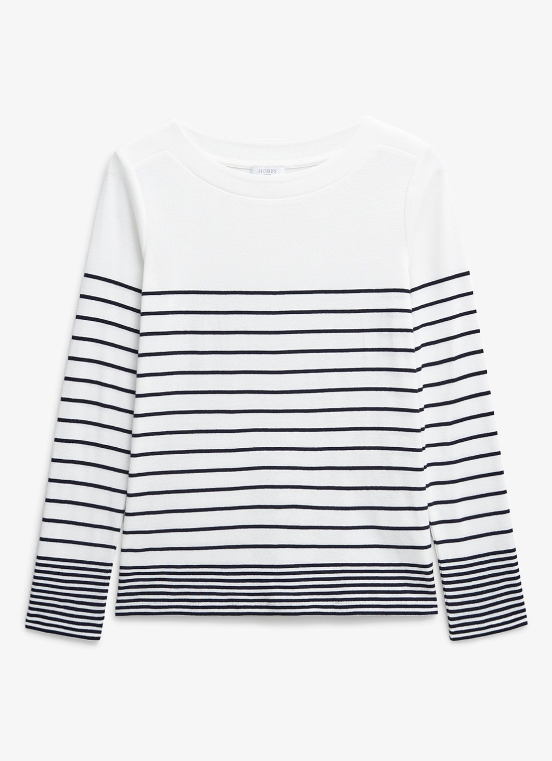 Hobbs Constance long sleeve T-shirt met boothals - voorkant 5 wit