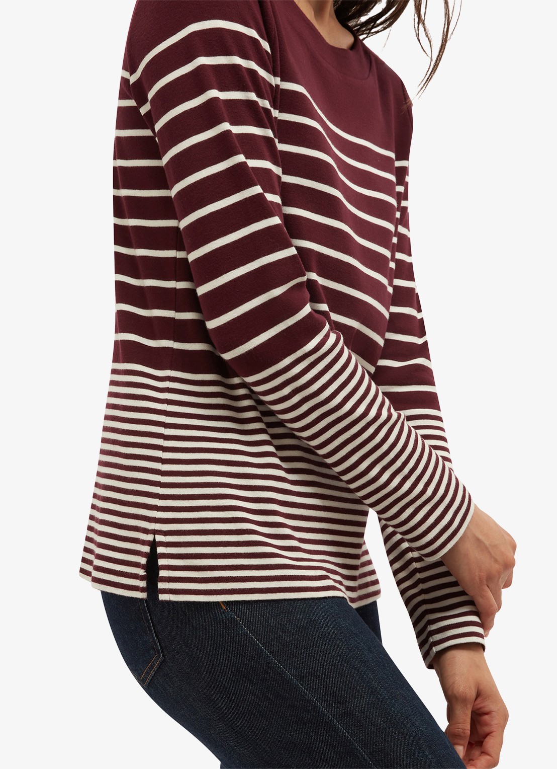 Hobbs Constance longsleeve met streepprint - detail 2 paars