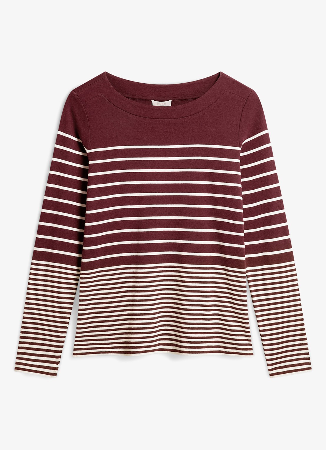 Hobbs Constance longsleeve met streepprint - voorkant 4 paars