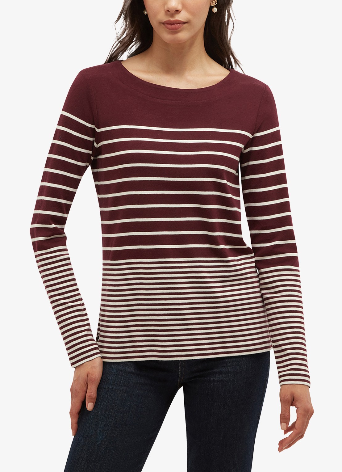 Hobbs Constance longsleeve met streepprint - voorkant 5 paars