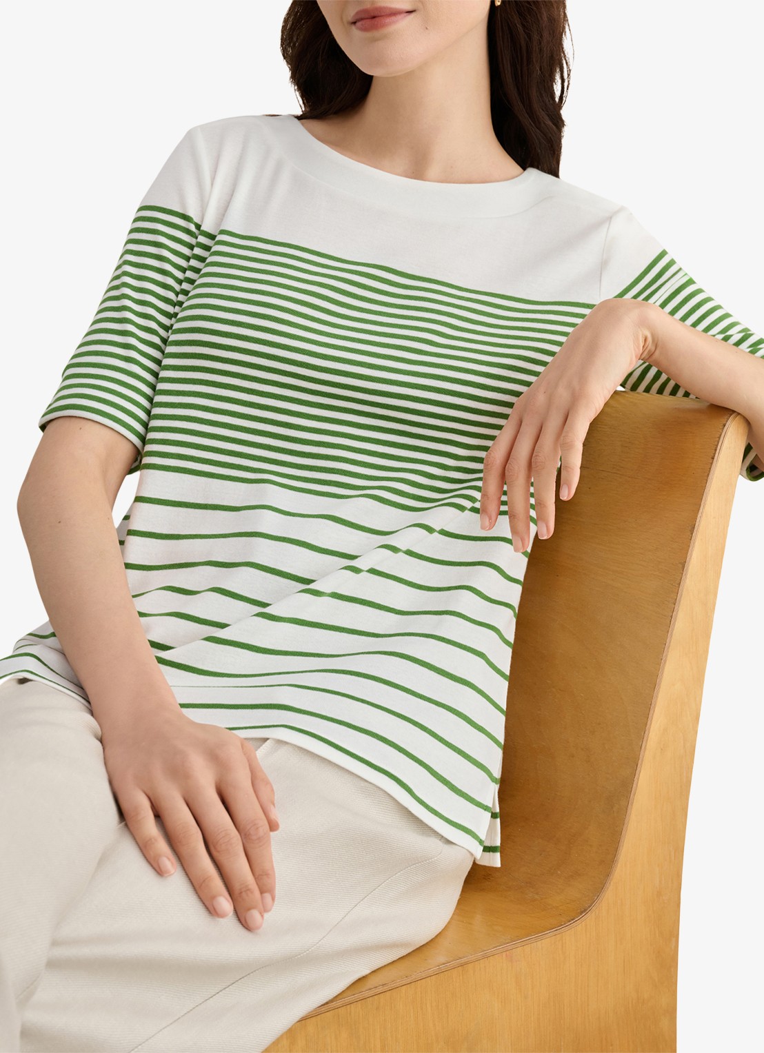 Hobbs Constance top met streepprint  - detail 4 groen