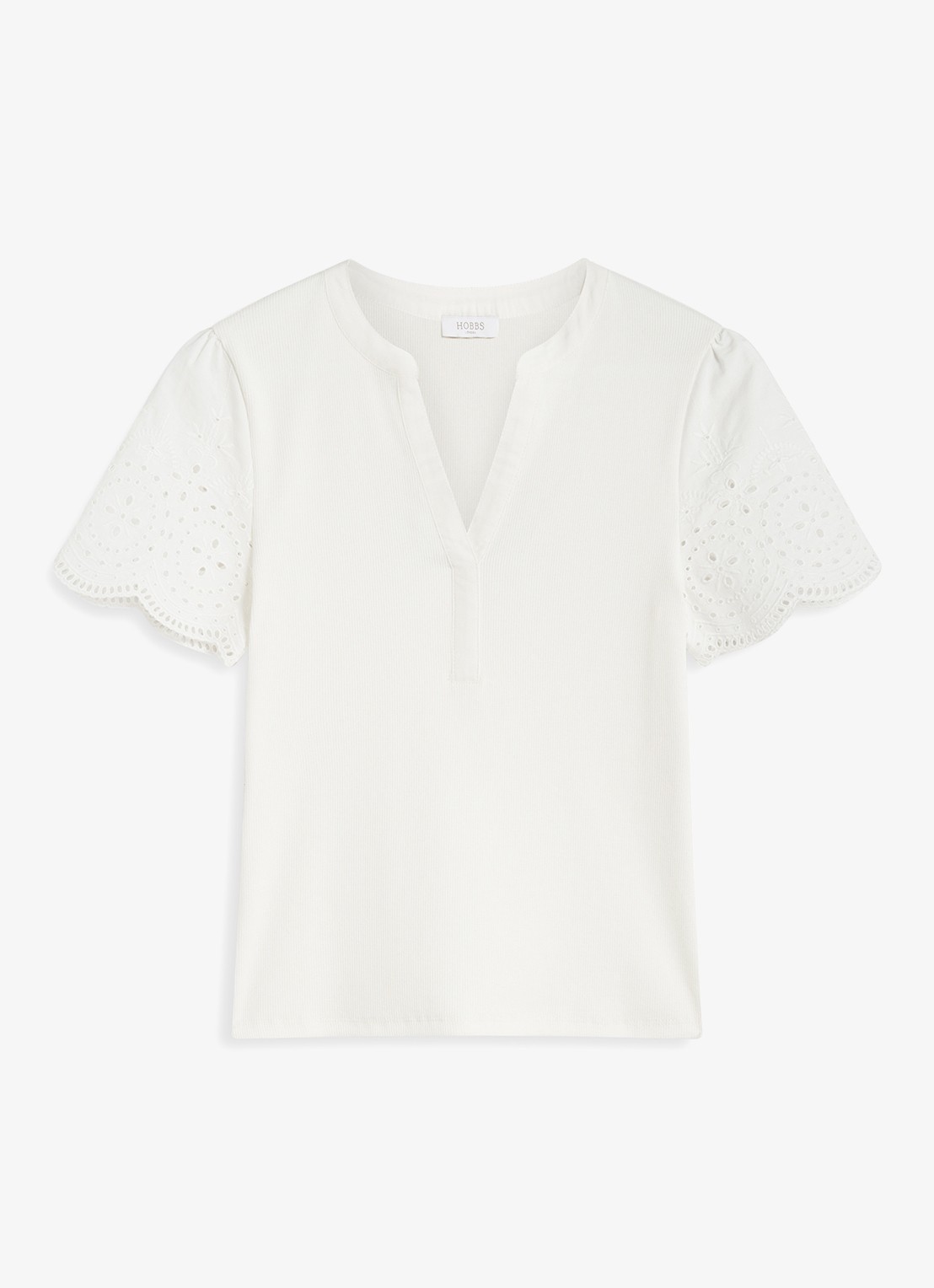 Hobbs Daphne tuniek met broderie - voorkant 4 wit