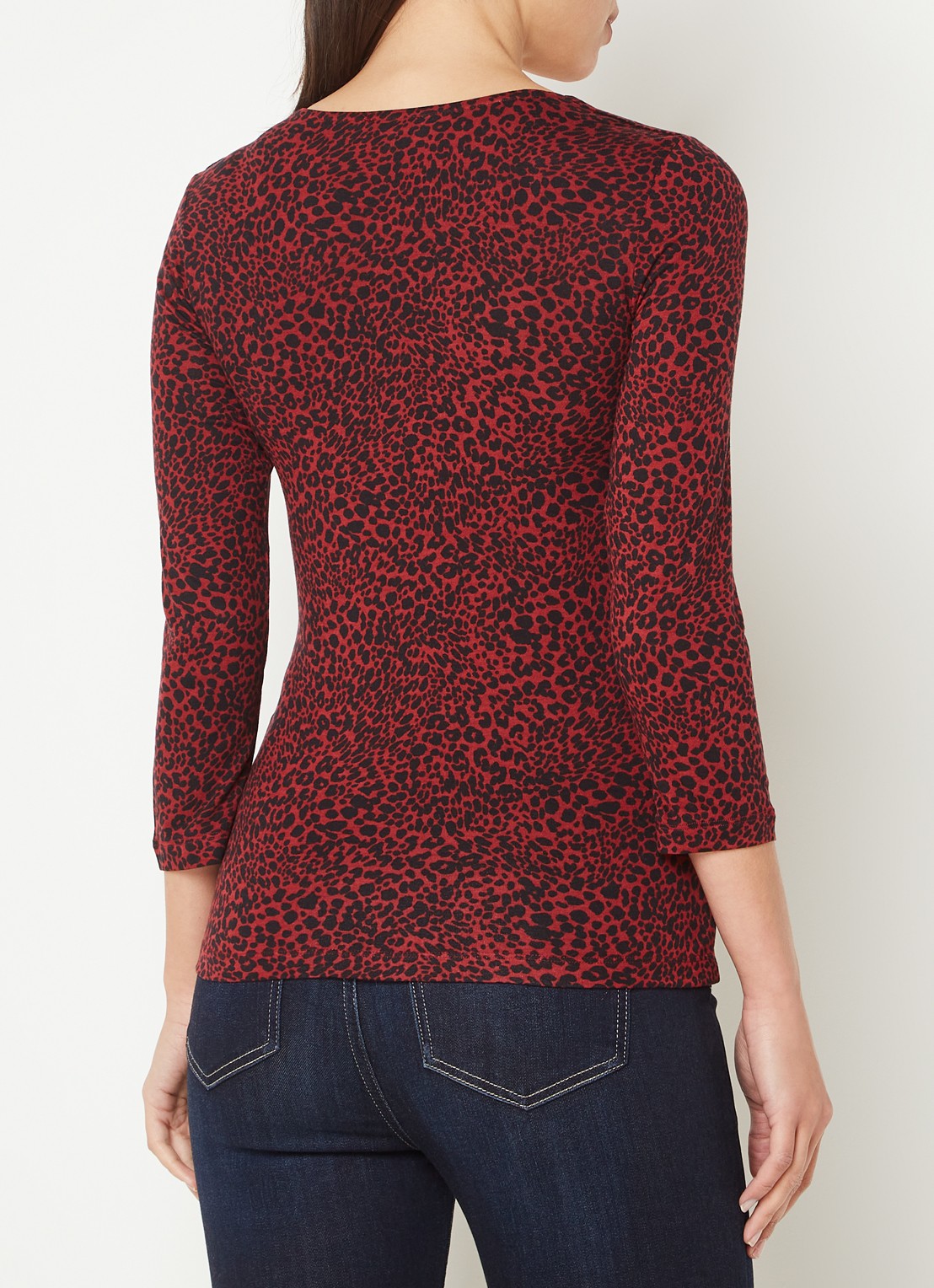 Hobbs Debbie top met dierenprint - achterkant 3 donkerrood