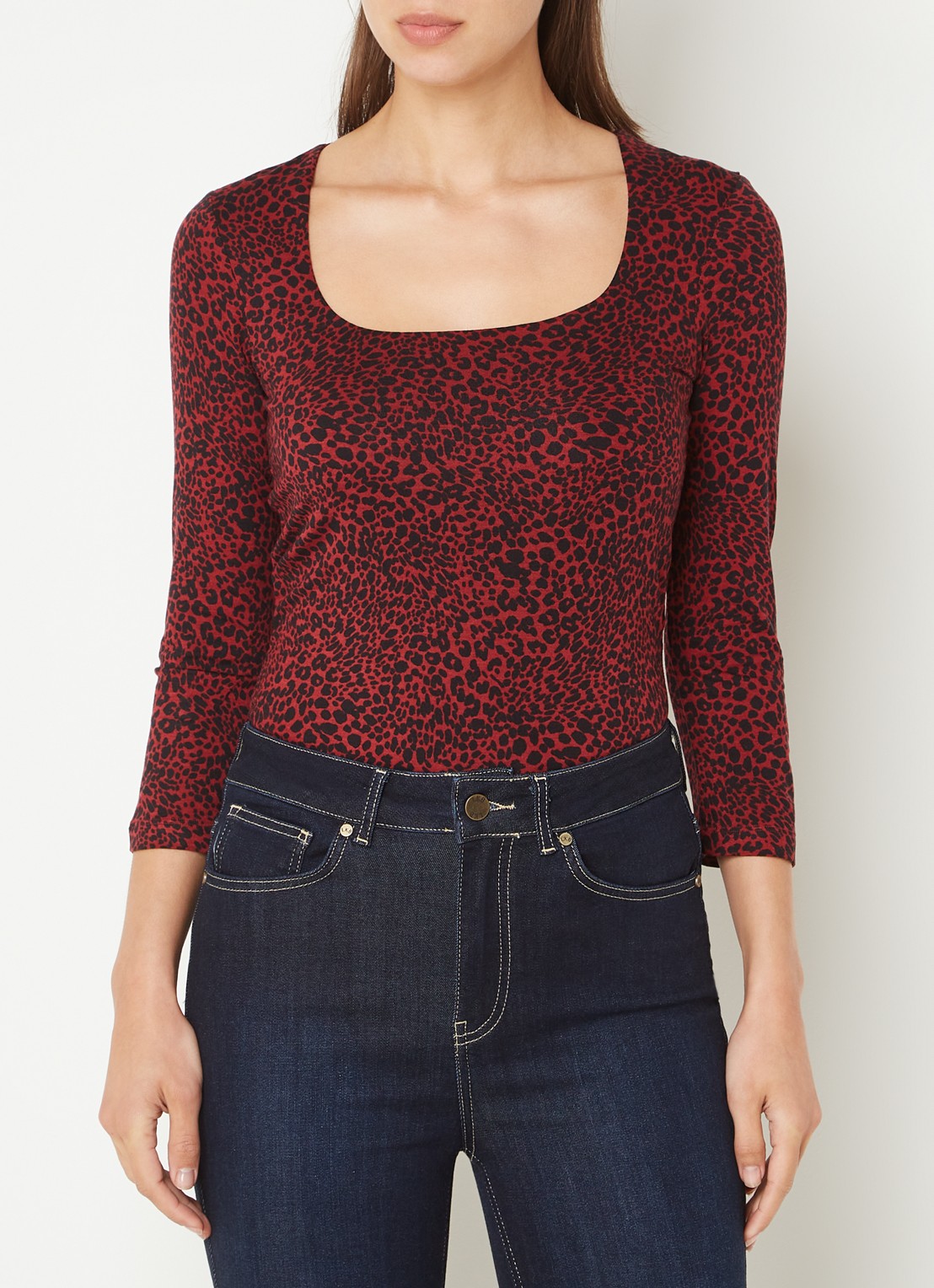 Hobbs Debbie top met dierenprint - detail 4 donkerrood