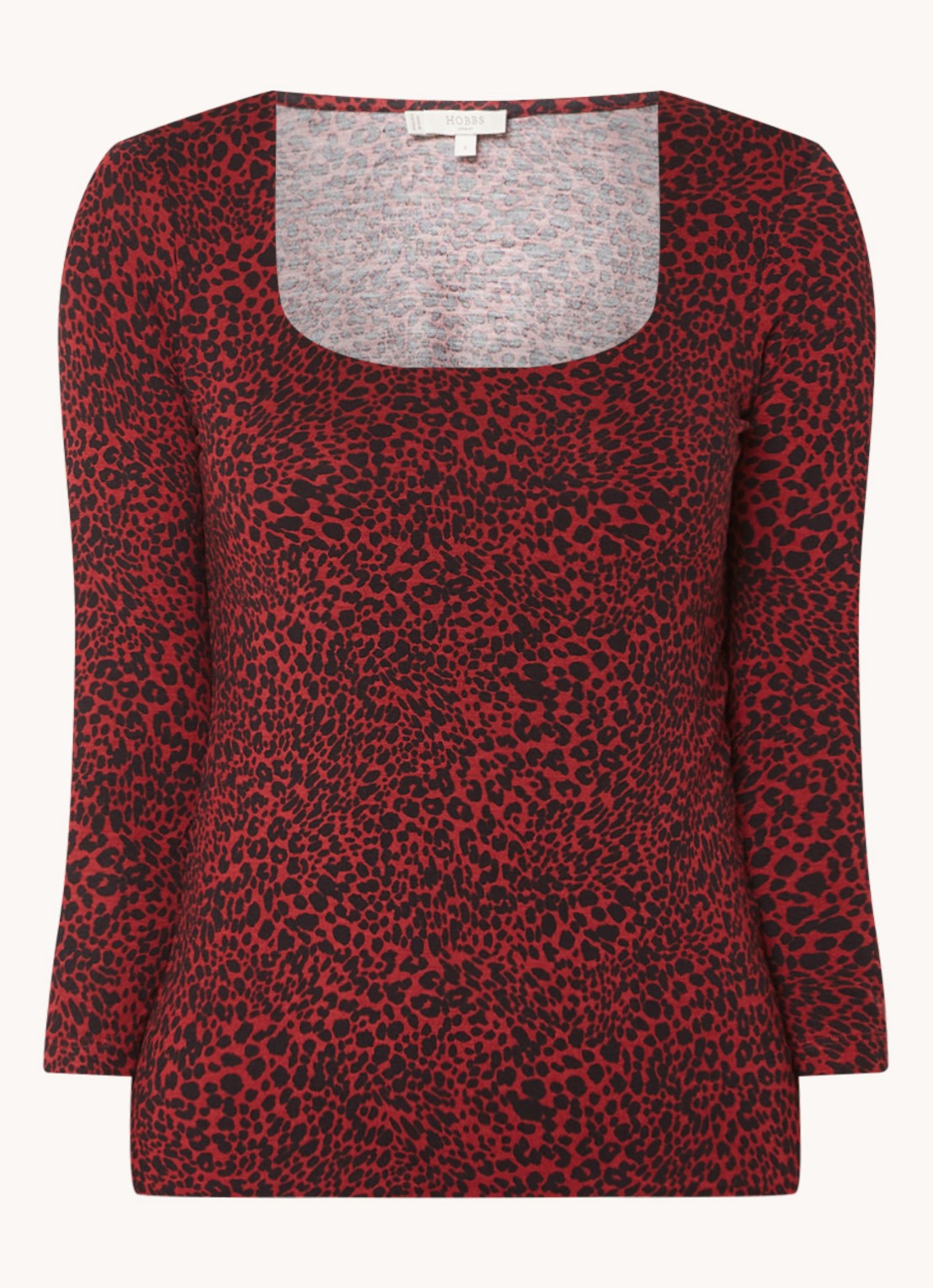 Hobbs Debbie top met dierenprint - voorkant donkerrood