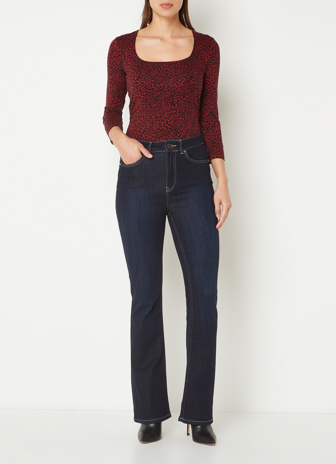 Hobbs Debbie top met dierenprint - voorkant 2 donkerrood