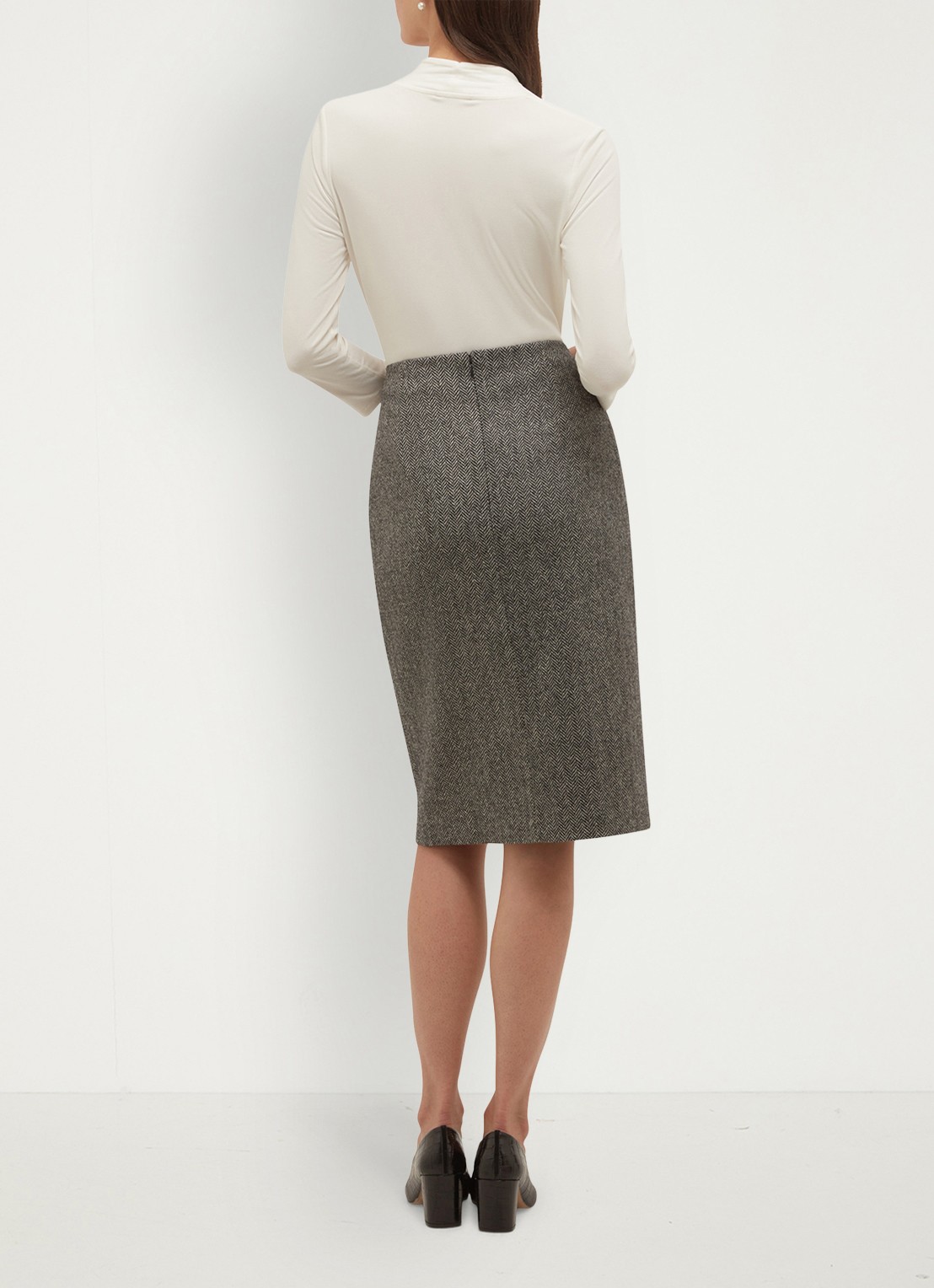 Hobbs Delphine midi rok met split - achterkant 7 grijs
