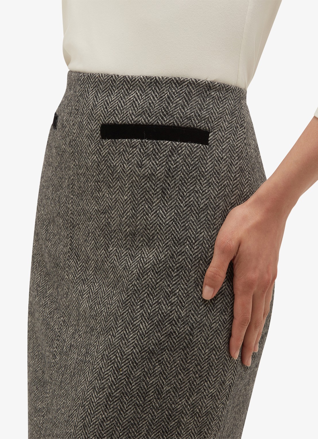 Hobbs Delphine midi rok met split - detail 4 grijs