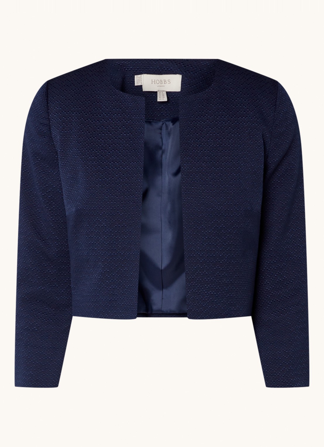Hobbs Elize bolero met schoudervulling - voorkant donkerblauw