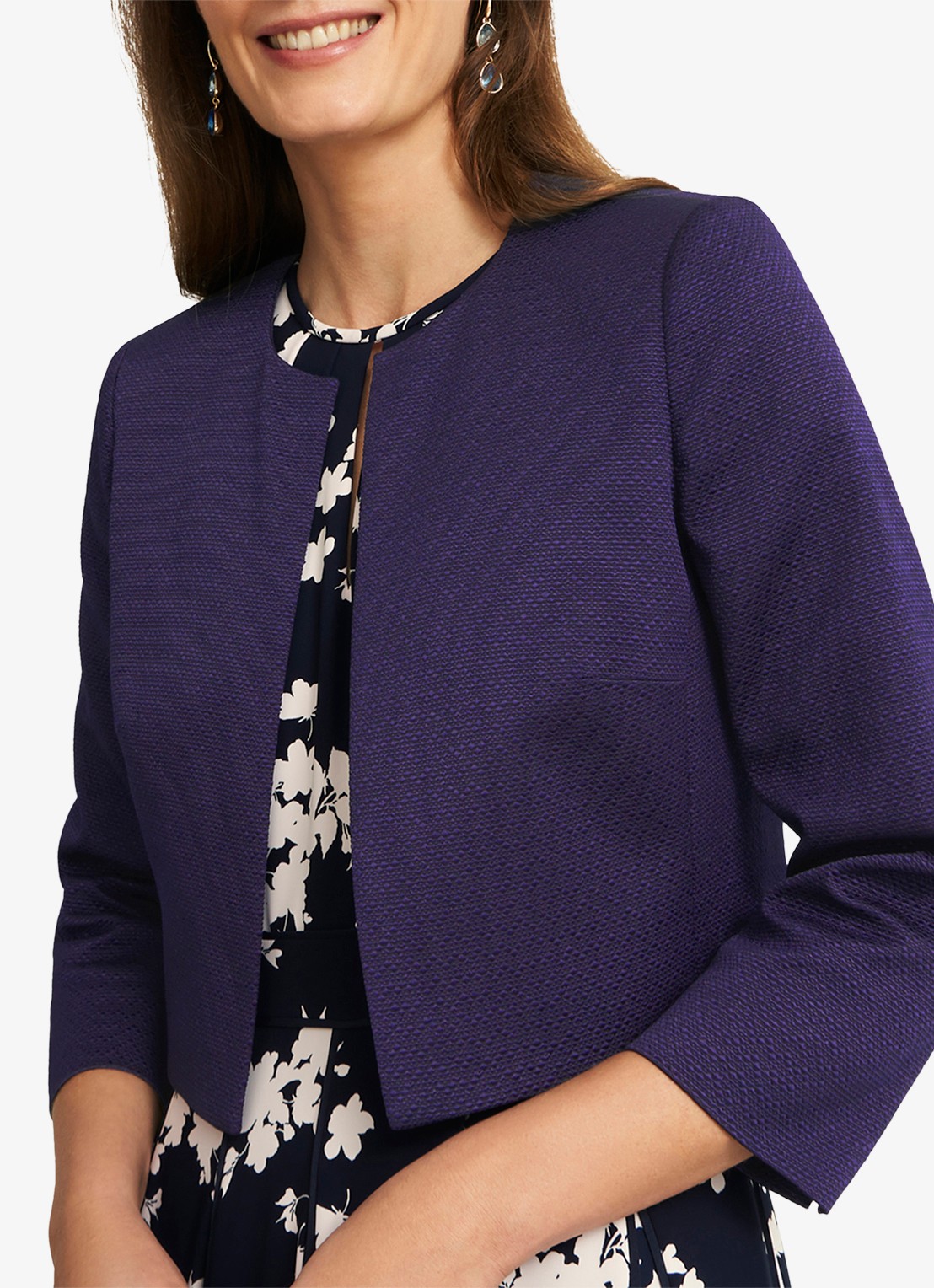 Hobbs Elize bolero met structuur - detail 2 donkerblauw