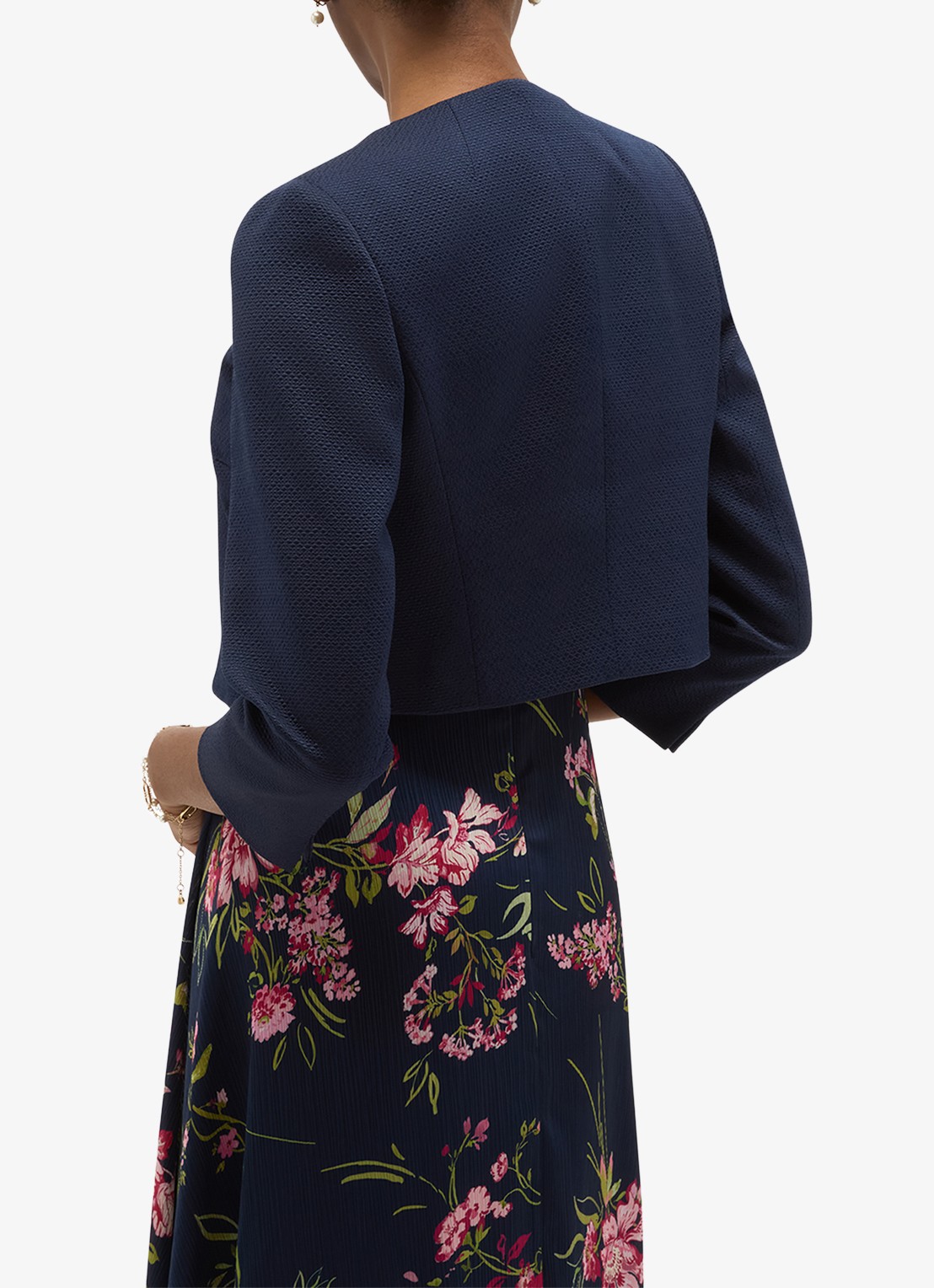 Hobbs Elize bolero met structuur - achterkant 3 donkerblauw