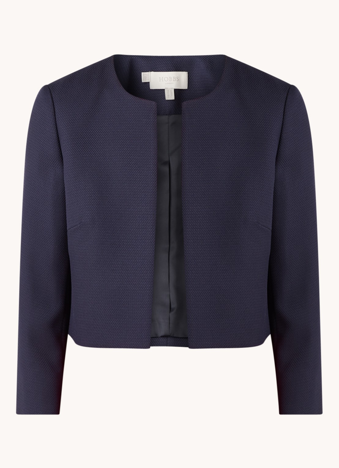Hobbs Elize cropped blazer met structuur - voorkant donkerblauw