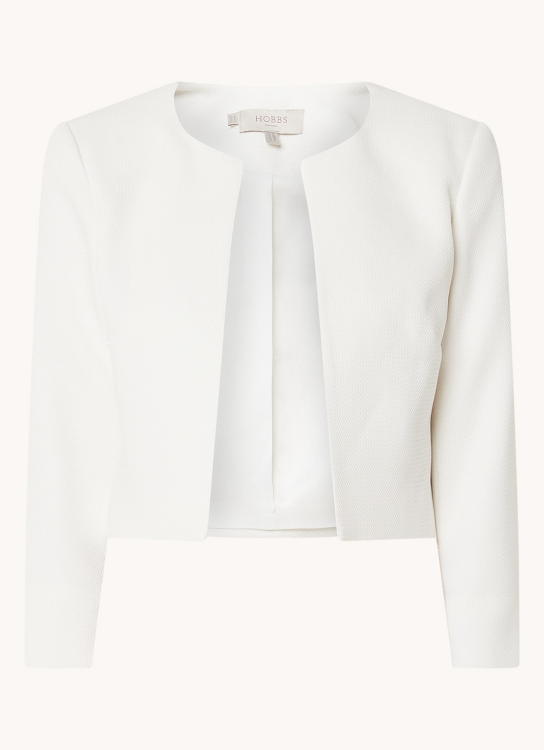 Hobbs Elize cropped blazer met structuur - voorkant 2 wit