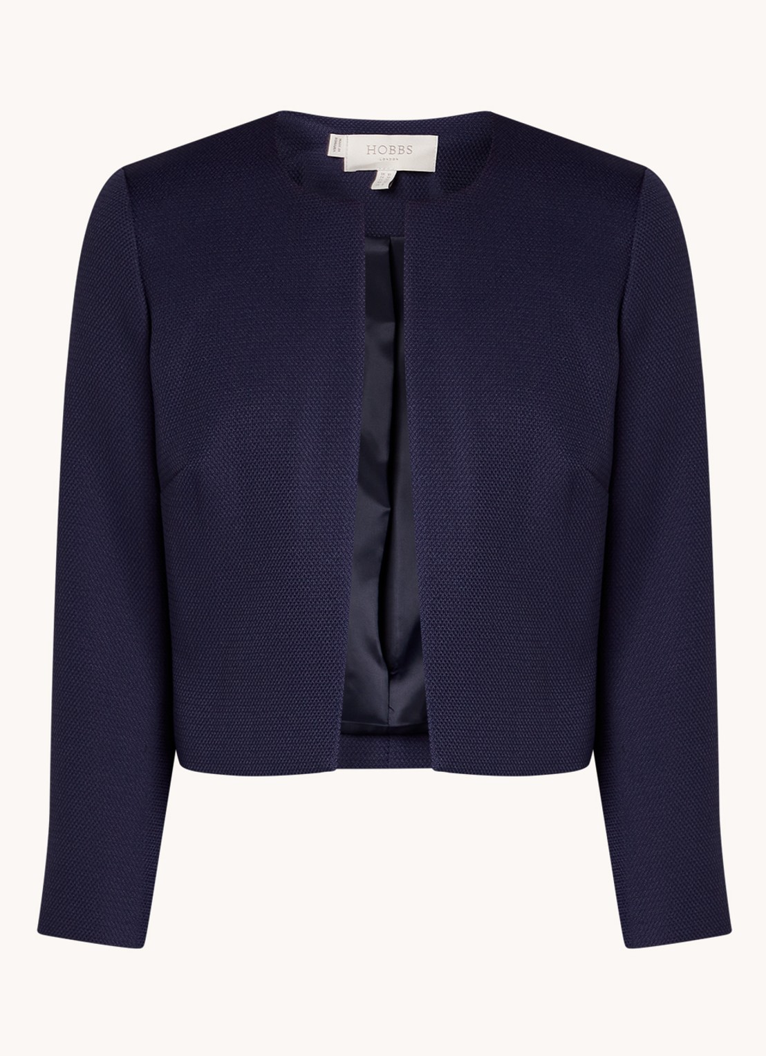 Hobbs Elize cropped blazer met structuur - voorkant 2 donkerblauw