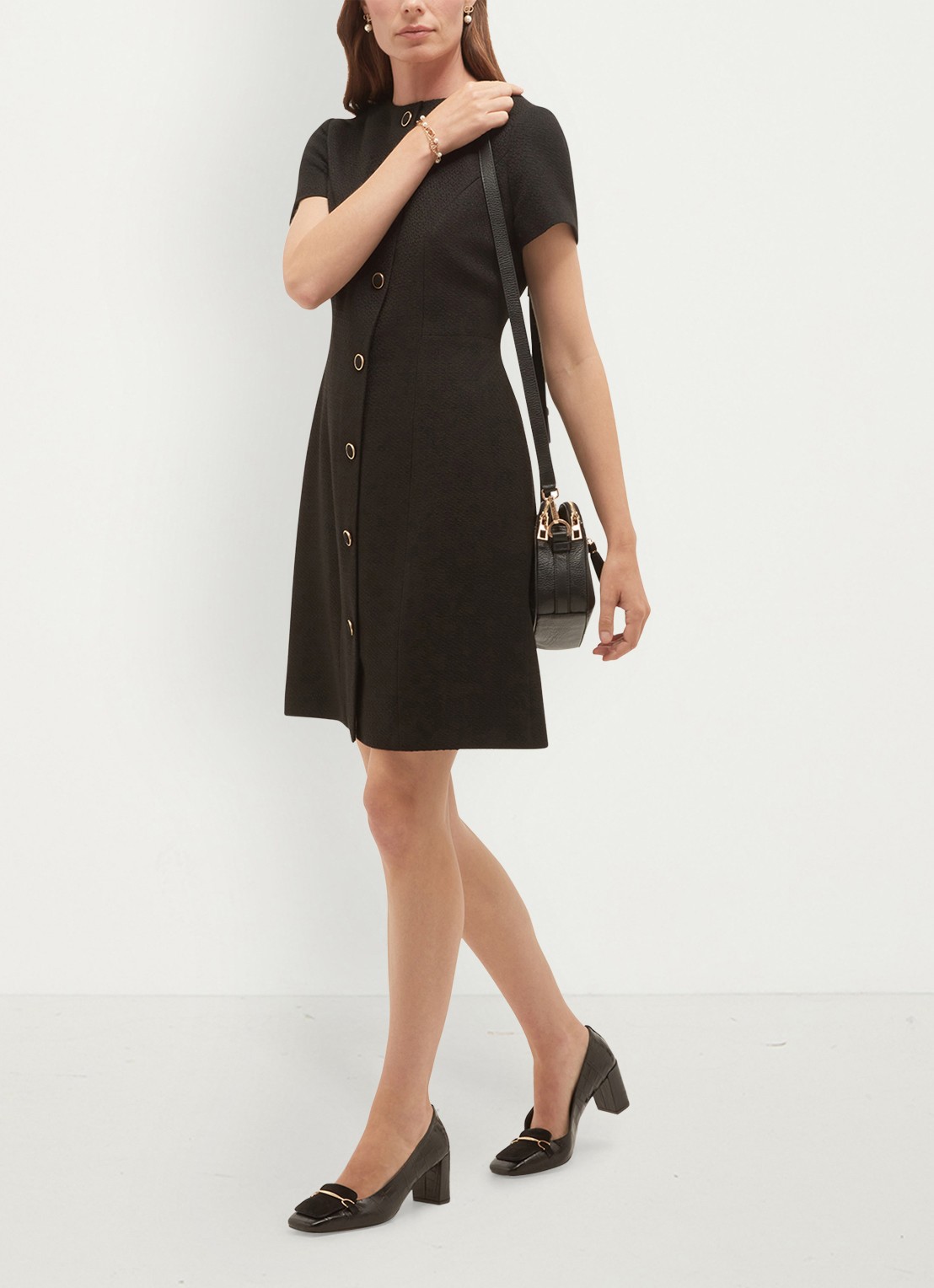 Hobbs Elowen mini jurk met knoopsluiting - detail 4 zwart