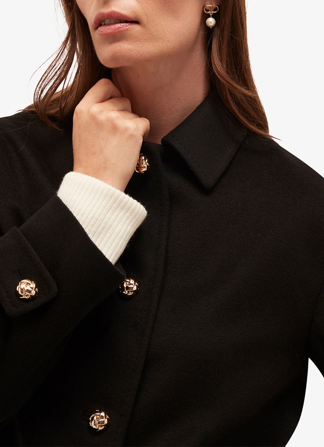 Hobbs Erin jack in wolblend met opgestikte zakken - detail 5 zwart