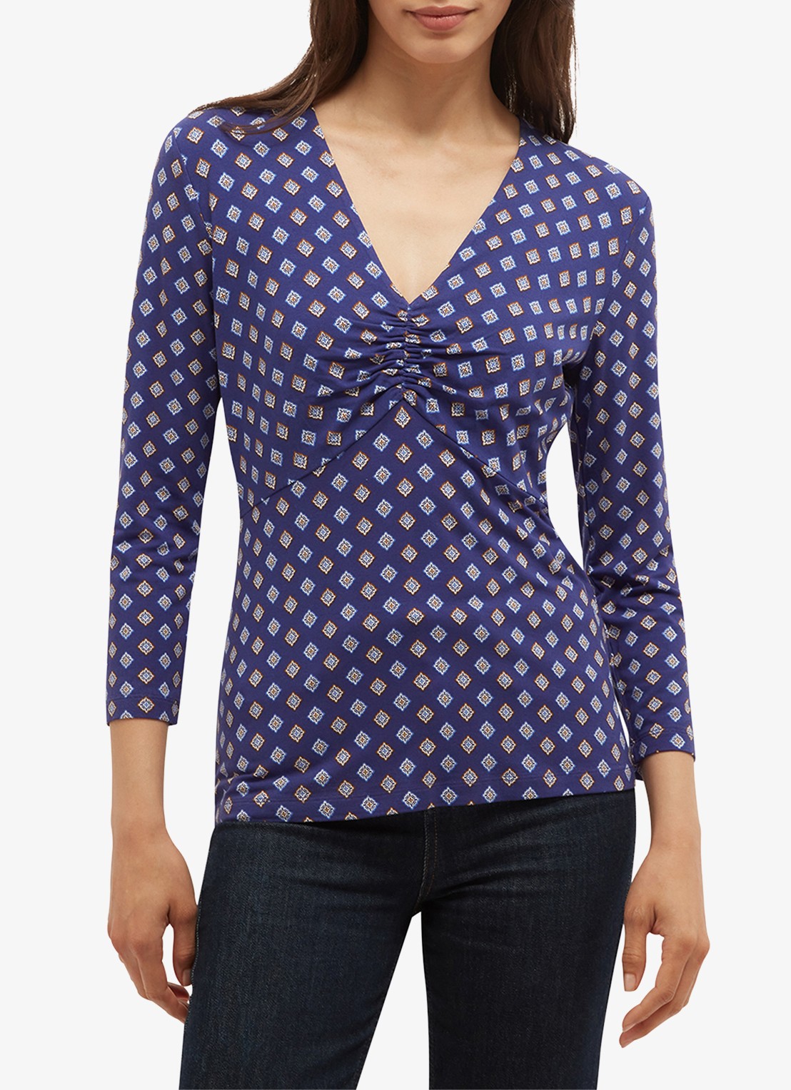 Hobbs Essie top met print - voorkant 3 blauw