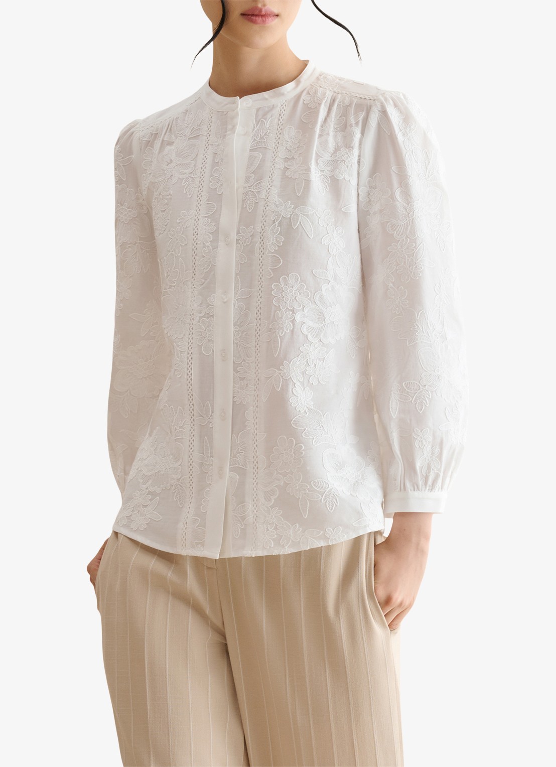 Hobbs Fallon blouse met borduring - detail 3 wit