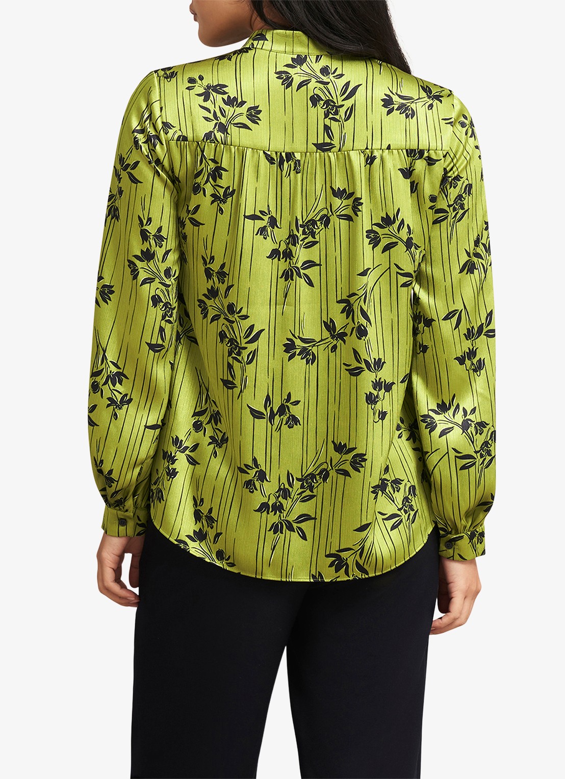 Hobbs Fara blouse met bloemenprint - achterkant groen