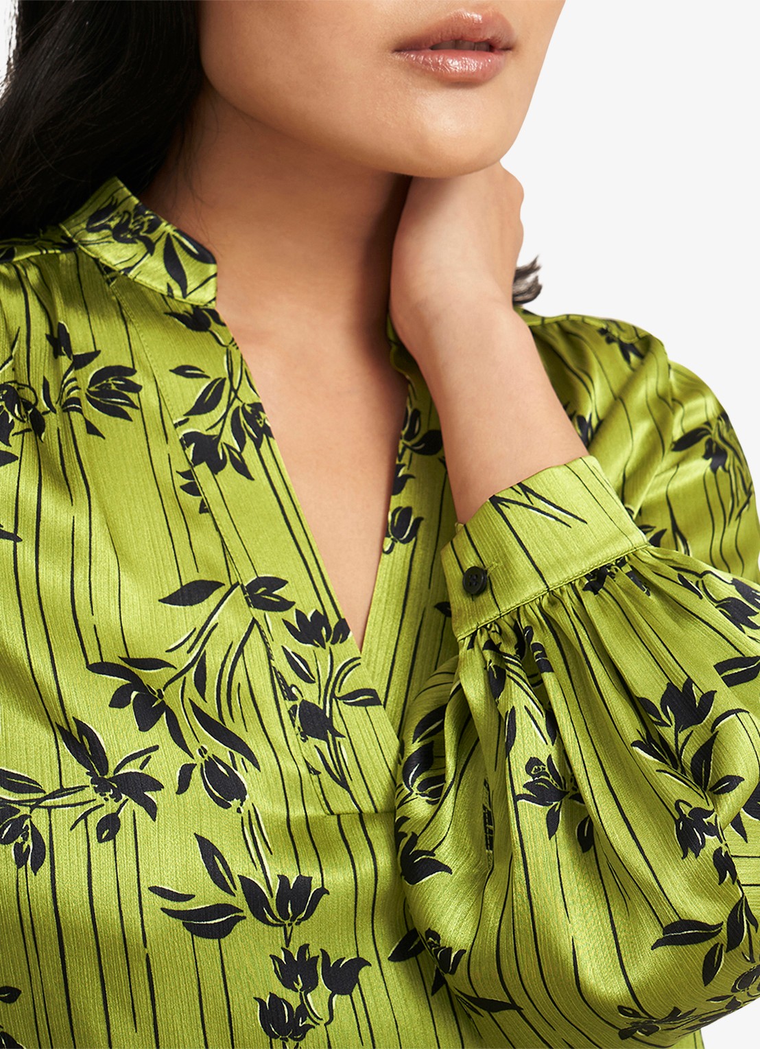 Hobbs Fara blouse met bloemenprint - detail 3 groen