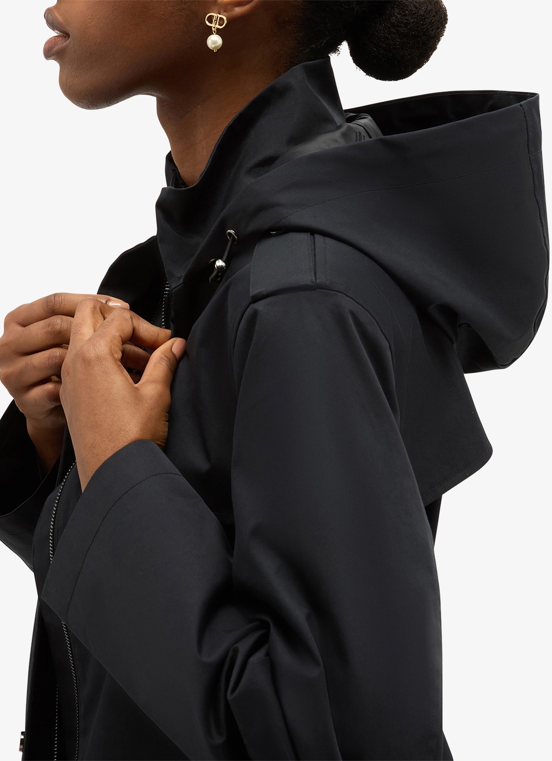 Hobbs Felicia regenjas met capuchon en steekzakken - detail 6 donkerblauw